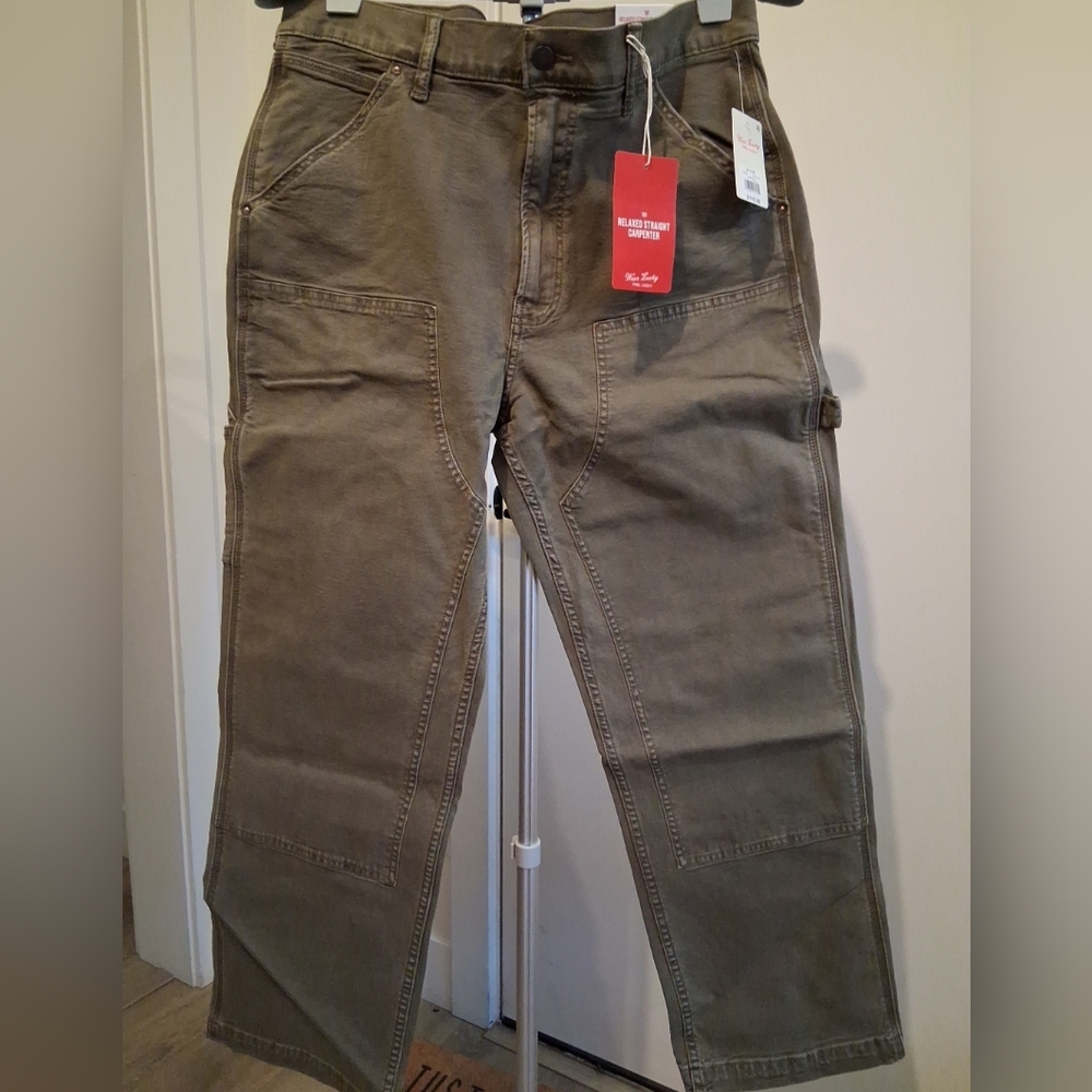 NEW Lucky Brand 181 Relaxed Straight Carpenter Cargo Pants Ashwood Men 34 x 30